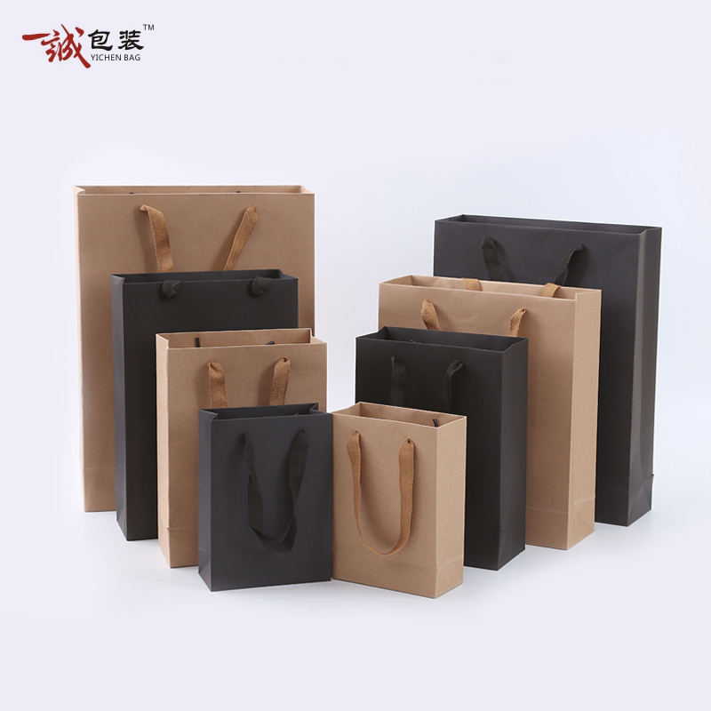 现货牛皮纸袋烘焙纸袋茶叶食品包装袋服装店购物袋礼品手提袋定制
