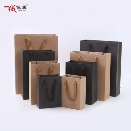 现货牛皮纸袋烘焙纸袋茶叶食品包装袋服装店购物袋礼品手提袋定制