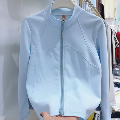 2026春季新款立领瑜伽拉链开衫显瘦休闲外套长袖修身掐腰运动上衣