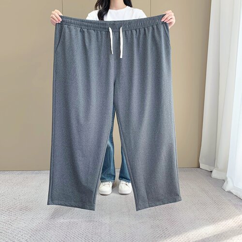 加肥加大200斤胖学生灰色运动裤