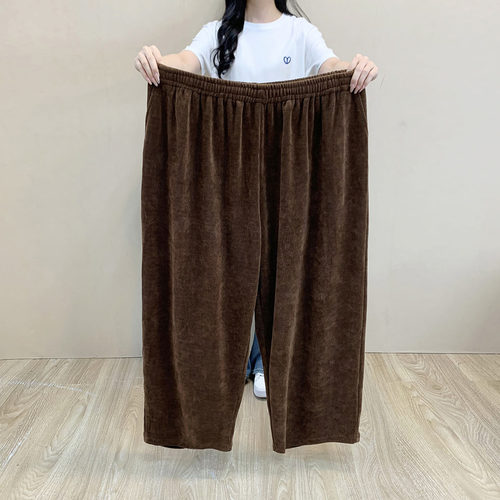 松紧腰大码灯芯绒爸爸休闲裤