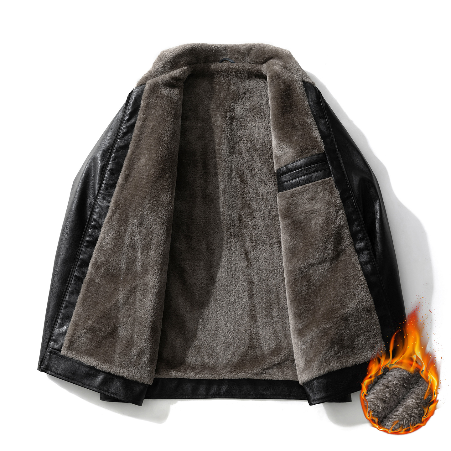 大码皮衣外套男300斤加绒加厚