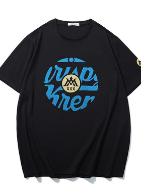 夏天胖子男士T恤宽松版大肚子200到300斤400斤特大号上衣显瘦黑色