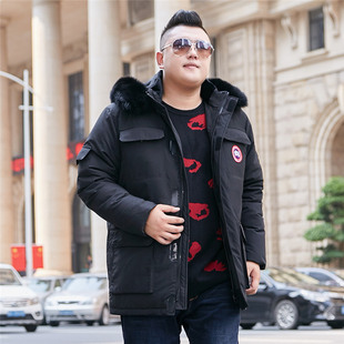 男士超大码羽绒服加肥加大潮流胖子200斤肥佬350斤红色带帽10X9X