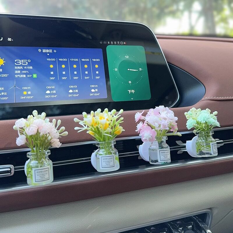 小清新车载出风口花瓶香薰汽车空调香水持久淡香车内装饰品摆件
