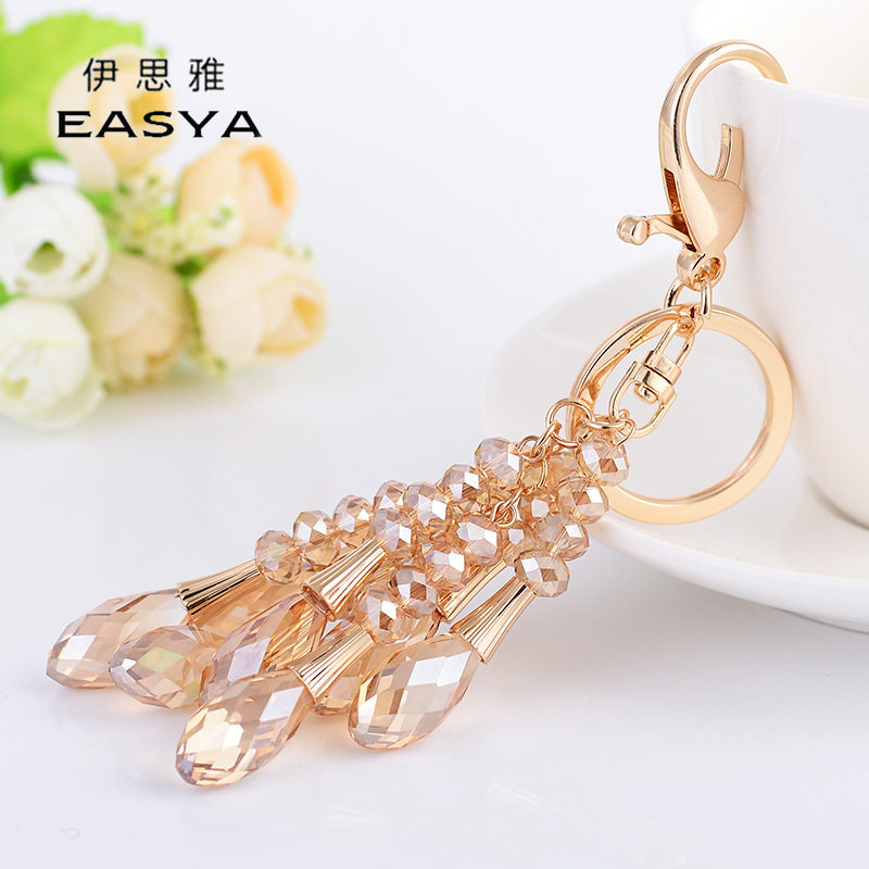 伊思雅精美水滴挂件小礼品韩版水晶串珠汽车钥匙扣包包挂饰批发