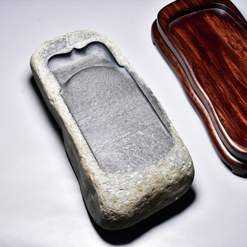 溪山来石/精品高档文房四宝天然原石老坑泥浆螺纹籽料歙砚端砚台