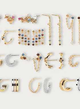 时尚潮流彩宝石耳钉复古耳饰女耳环圈小众设计感高级秋冬礼物Five