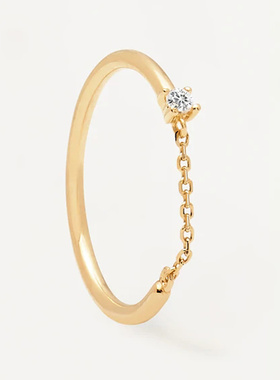 PD网红纯银戒指链条镶嵌指环ins时尚个性独特小众设计轻奢高级感