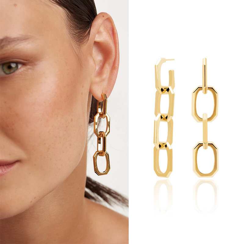 PDPAOLA高级感纯银链条女耳环