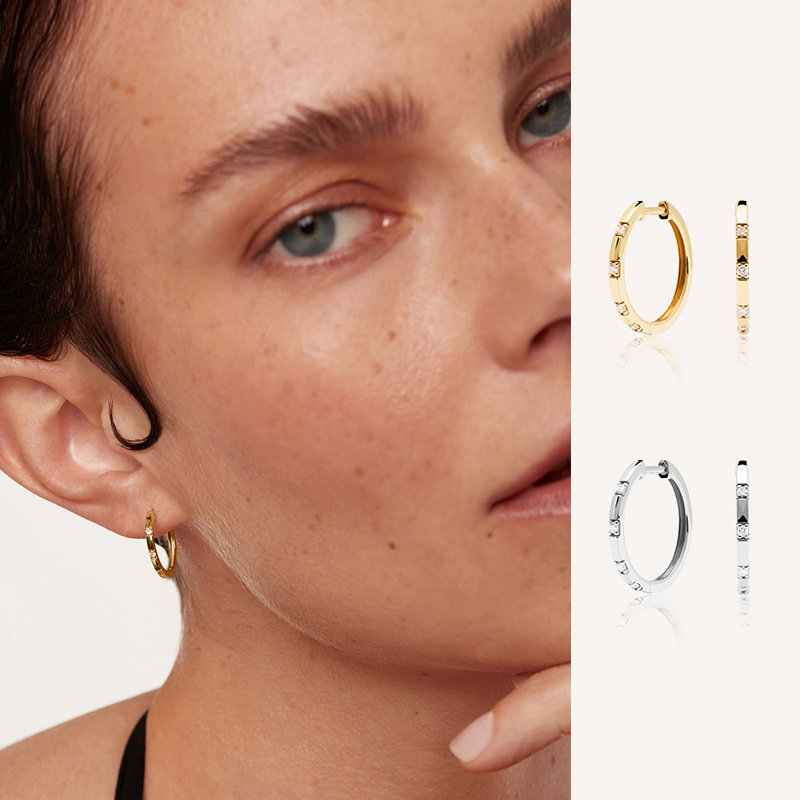 PDPAOLA纯银欧美女18K金耳扣耳环