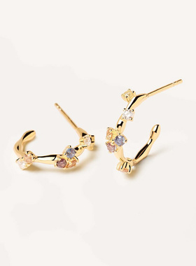 西班牙PD彩宝石耳钉复古耳饰女耳环圈小众设计感高级秋冬礼物Five