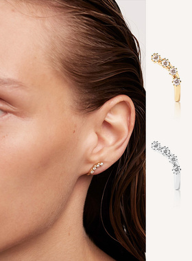 PD迷你小耳钉微笑耳排纯银养耳洞精致小众简约高级感双耳洞耳环女