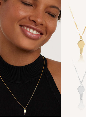 PD西班牙钥匙锁匙925纯银镀18k金项链吊坠情侣轻奢锁骨链圣诞礼物