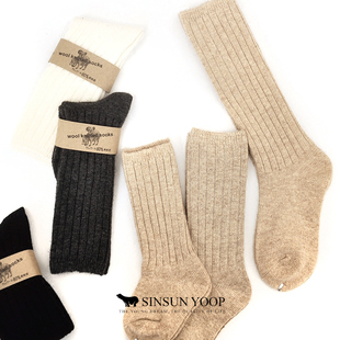 儿童长筒羊毛袜冬季 高筒加厚毛袜男女中长羊绒袜宝宝堆堆袜保暖袜