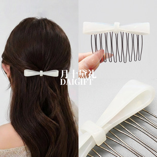 韩国进口金标立体蝴蝶结发梳发插刘海碎发梳公主头倒插梳盘发钗