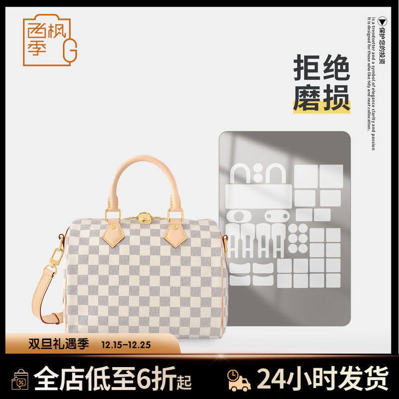 适用LV SPEEDY 25 手袋白棋盘格枕头包防磨损五金保护膜透明贴膜