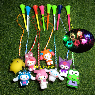 高尔夫球钉球tee卡通公仔LED闪光球钉绳索防丢失塑料TEE球座