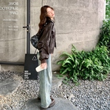 2025秋新款拉链时尚机车服痞帅设计感宽松休闲百搭pu皮皮衣外套女，女装皮衣，浙宝189
