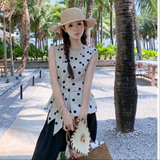 法式无袖波点上衣套装女夏季2025新款温柔风穿搭减龄阔腿裤两件套，商品下架区，浙宝189