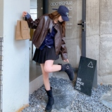 【现货】双排扣休闲PU皮外套9106-P155-K228，女装皮衣，浙宝189