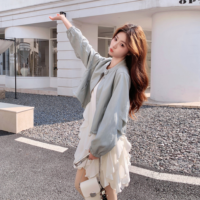 【现货】下摆抽绳休闲蛋白皮皮衣9820-P155-K248，女装皮衣，浙宝189