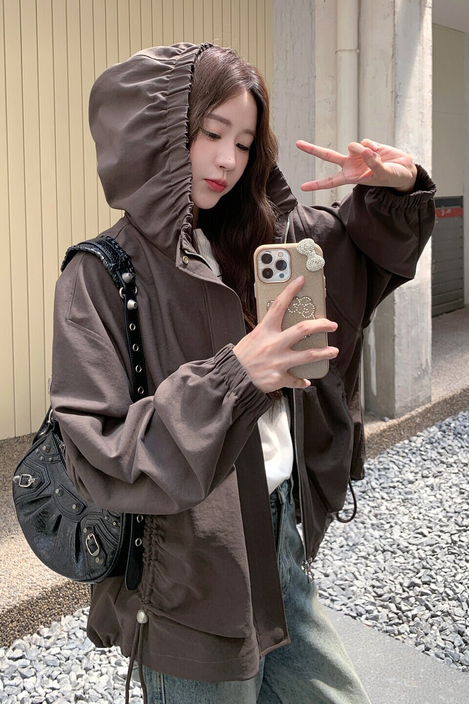 【现货】连帽大口袋下摆可收休闲外套8105-P165-K238,女装短外套,浙宝189