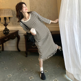 【现货】条纹针织流苏连衣裙709-P85-K148，女装连衣裙，浙宝189