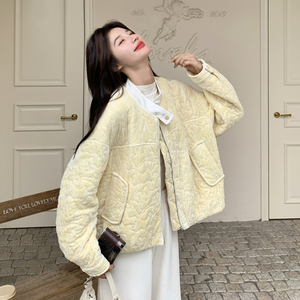 【现货】蕾丝珠片丝绒拼接棉服外套8816-P185-K298图片