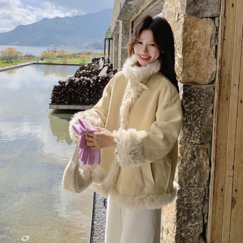 【现货】加绒加厚可变领皮毛一体外套8817-P210-K348,女装皮草,浙宝189