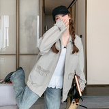 INS风拉链口袋春季常规款短外套秋季小个子学生风衣春秋长袖白色，女装风衣，浙宝189