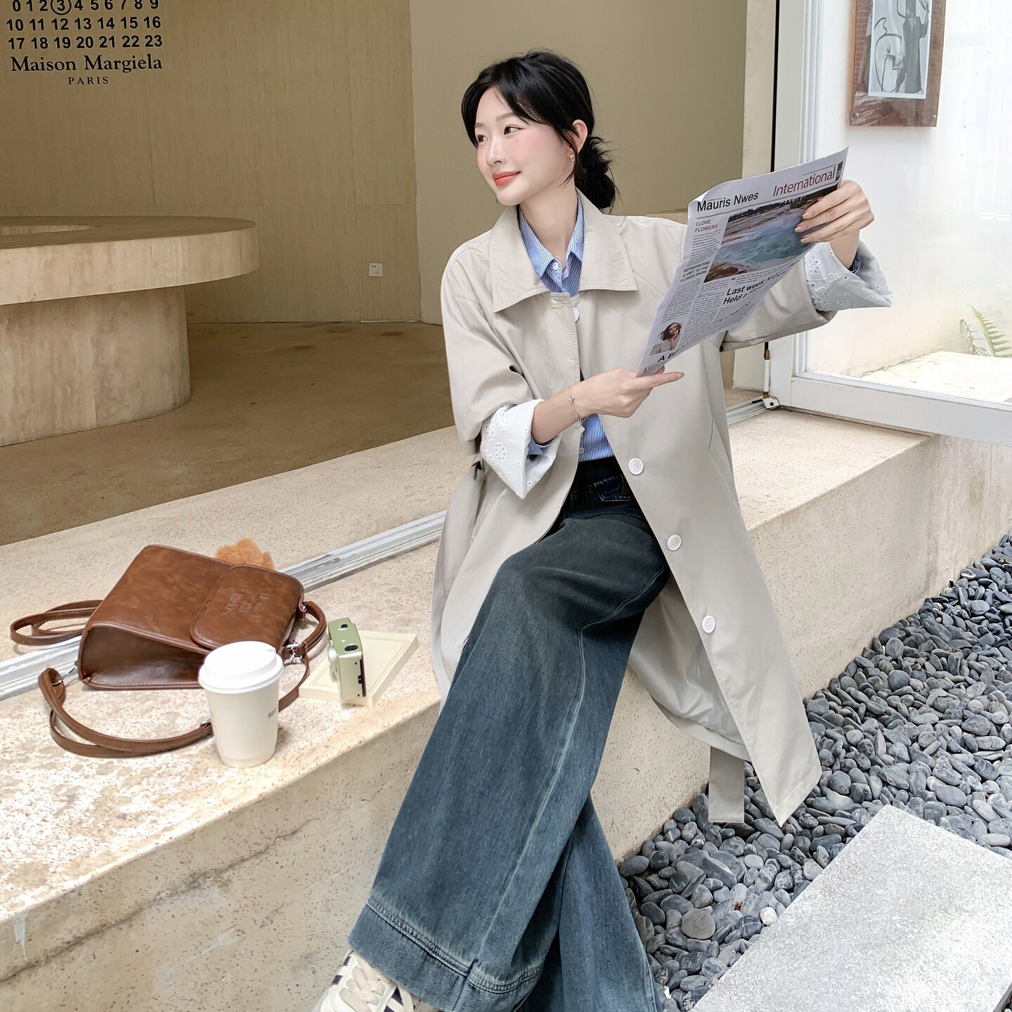 韩系拼接蕾丝袖口风衣8116-P175-K248,女装风衣,浙宝189