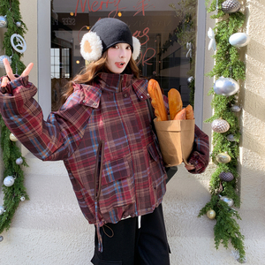 【现货】户外连帽格纹夹棉加厚棉服2904-P195-K308，女装棉衣/棉服，浙宝189