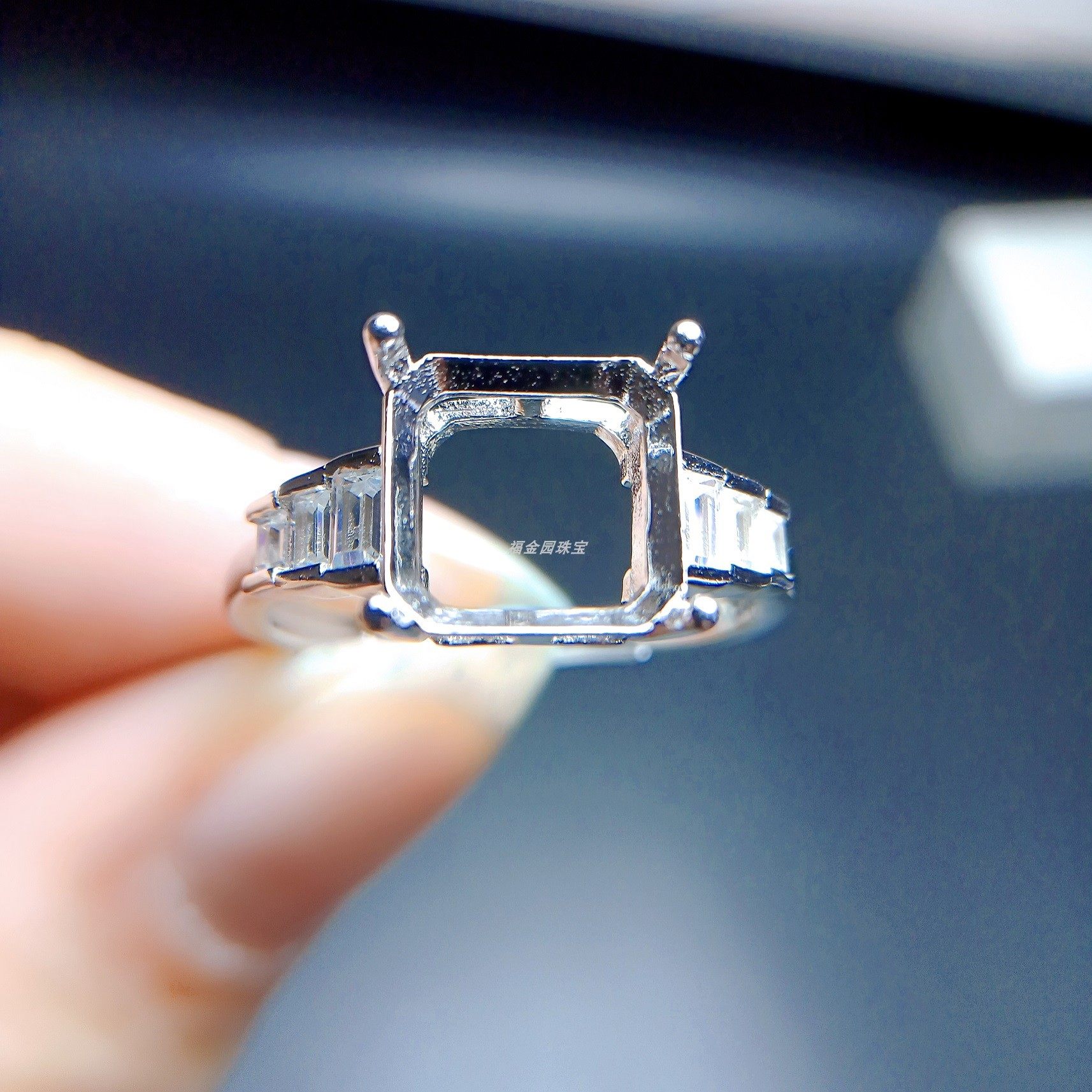 925银戒指倒角正方8*8mm