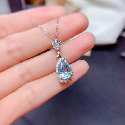 S925银 镀18K白金双色工艺 水滴空托 7*11/8*12/10*14mm吊坠女