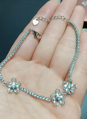 天然s925银黄金色成品碧玺手链