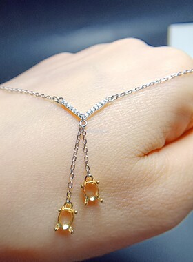 S925银项链空托椭圆形4*5mm