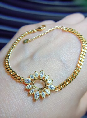 简约手链S925纯银6*8mm椭圆形