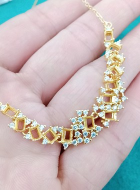 S925银链牌空托长方形3*4mm