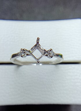 925银戒指空托镀白金女