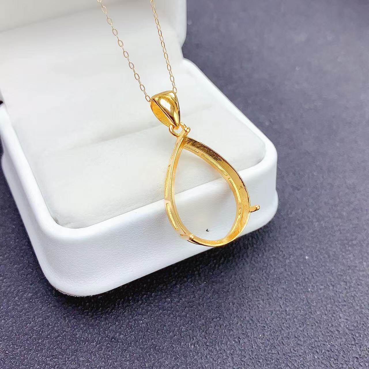 S925银吊坠 空托 水滴多规格4*6/5*7/12*14/13*181/5*20*16*22mm