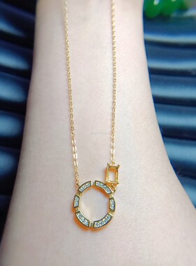 女925银链牌空托长方4*6