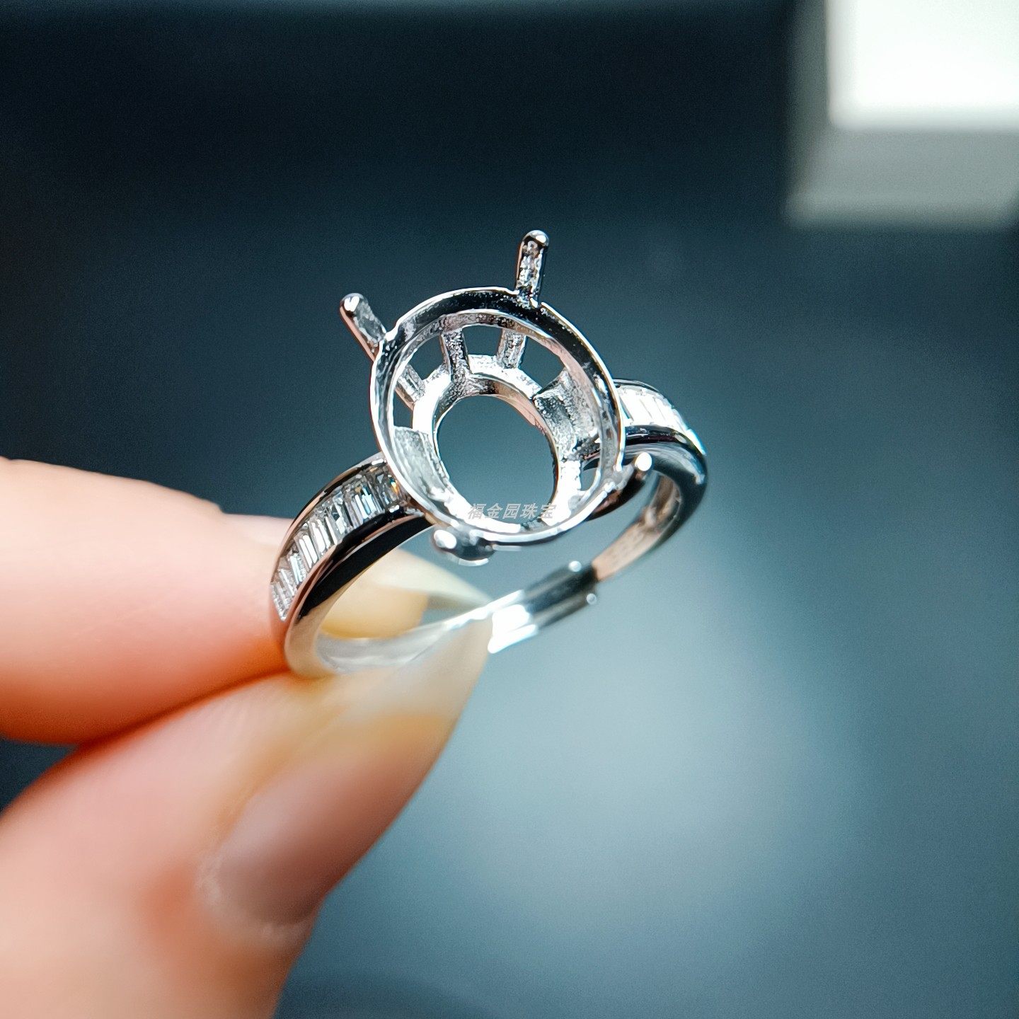 S925银戒指空托椭圆形9*11mm