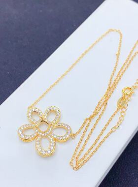 时尚S925银锁骨链 空托 枕形5*5mm 女生 镀白金玫瑰金黄金色