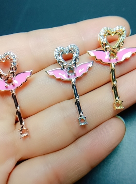 S925银吊坠空托心6圆3mm