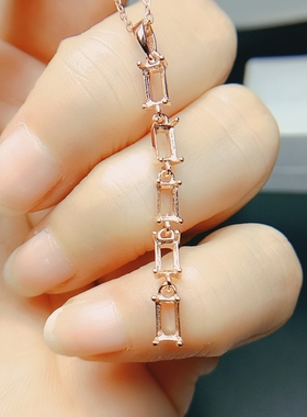 S925银吊坠空托长方3*5mm