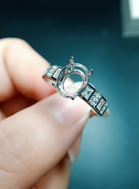 S925银戒指空托椭圆形6*8/7*9mm