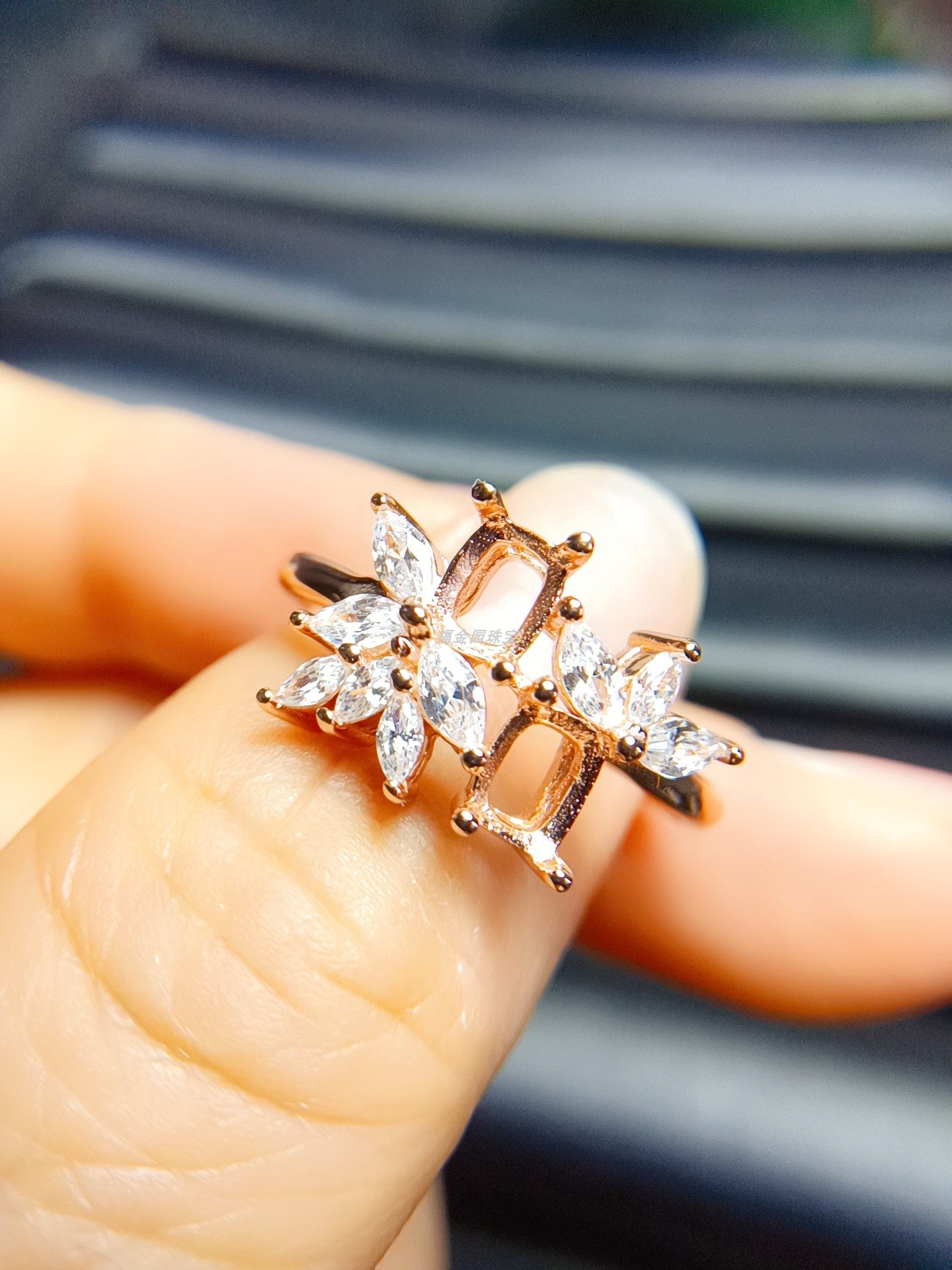 S925银戒指空托枕长方4*5mm