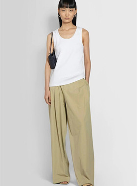 炒爱 时髦必需品Travertine 线条率性流畅定制高织棉休闲阔腿裤~K