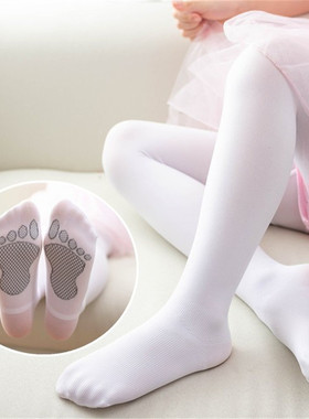 夏季洋气儿童白色舞蹈袜春秋韩版脚印天鹅绒小脚丫女童打底连裤袜
